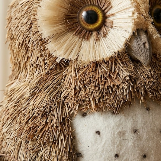 Búho Rústico Artesanal | Decoración natural en fibras y ramas