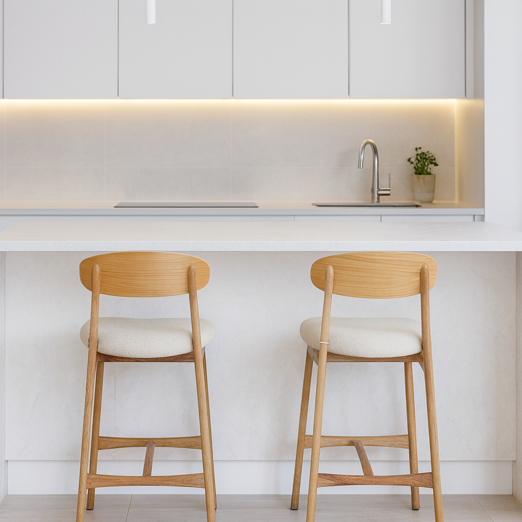 Silla de Barra Sierra – Madera Natural y Diseño Moderno para Cocinas y Bares