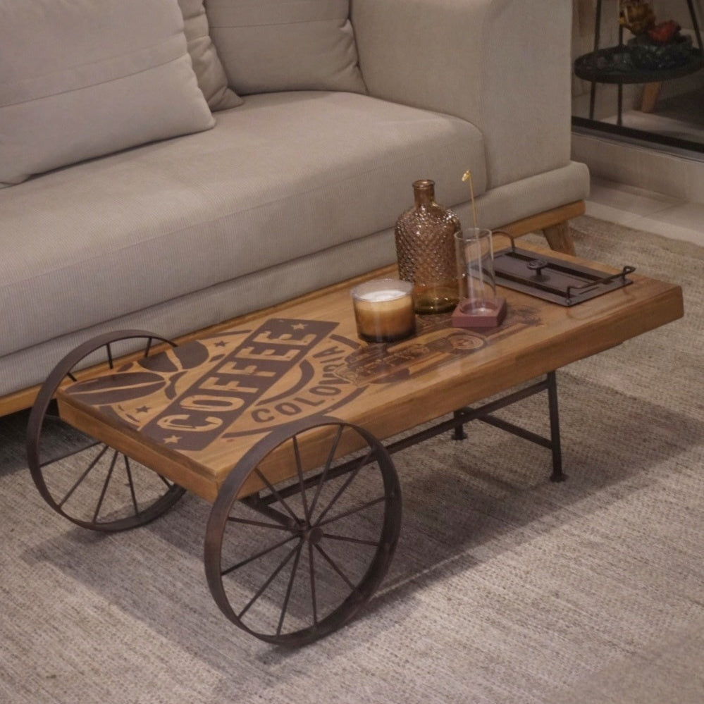 Mesa de Centro con Chimenea Carreta