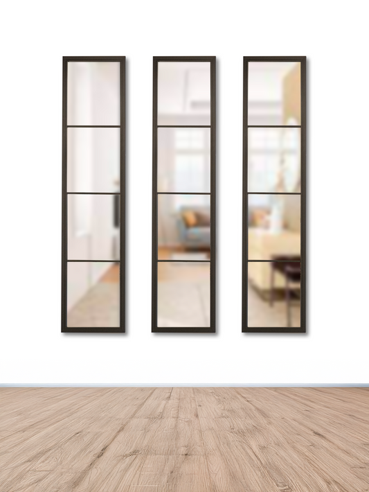 Espejo Ventana de 3 Módulos – Decorativo Vertical en Estilo Industrial Moderno