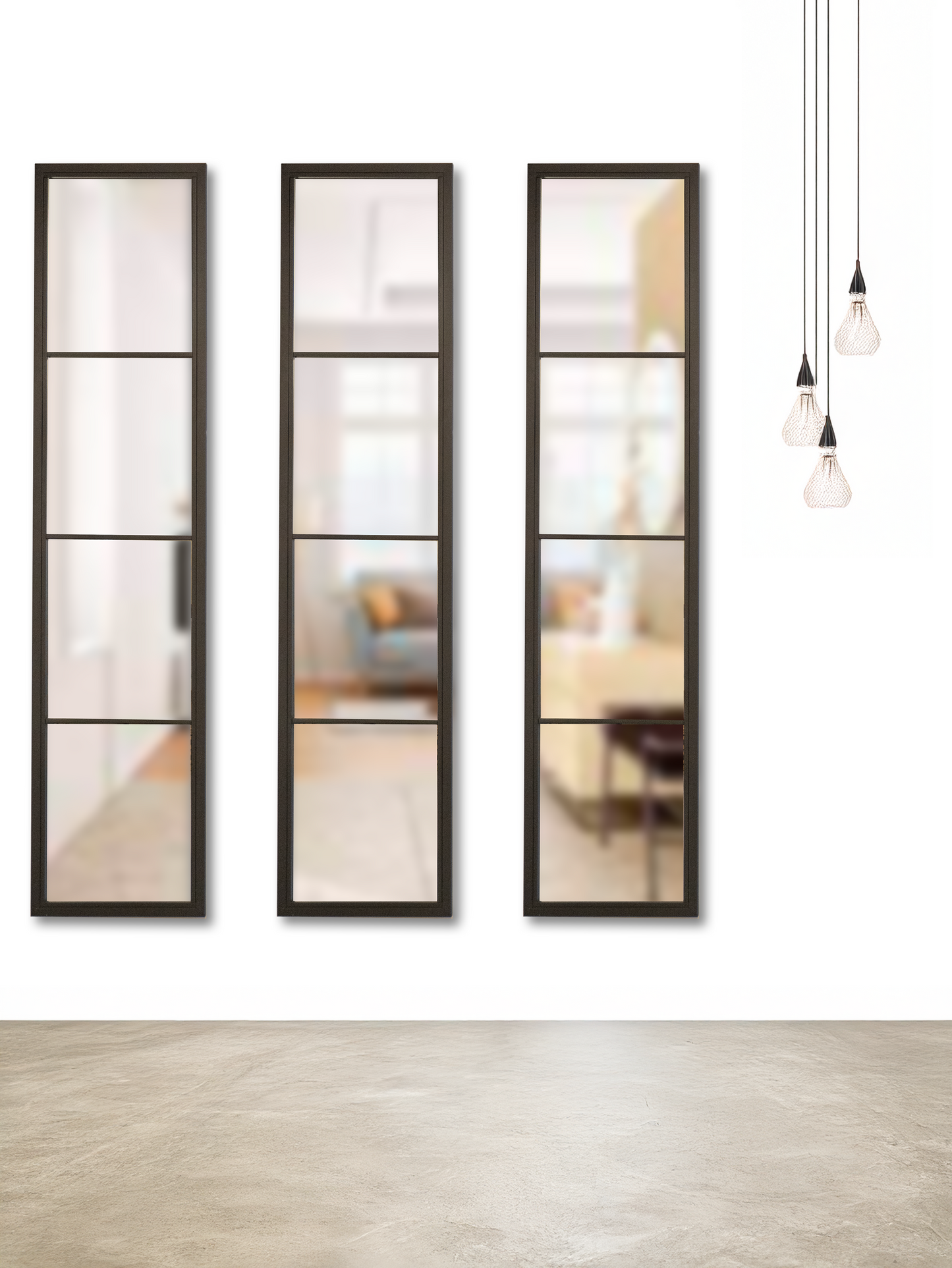 Espejo Ventana de 3 Módulos – Decorativo Vertical en Estilo Industrial Moderno