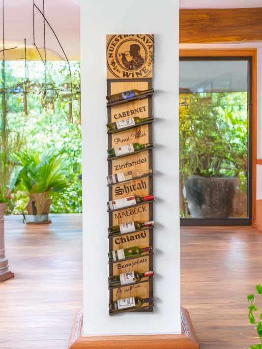 Cava de Vinos en Madera x9 Botellas – Soporte Decorativo para Botellas de Vino Artesanal
