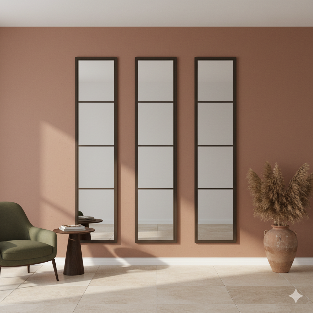 Espejo Ventana de 3 Módulos – Decorativo Vertical en Estilo Industrial Moderno