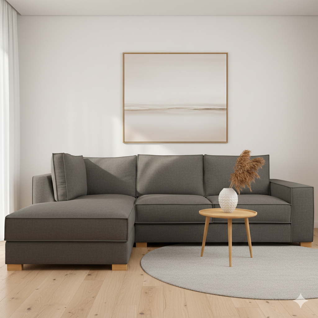 Sofá en L Lemon, vista lateral de la configuración en L