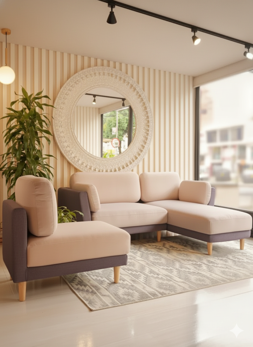 Sofá modular Mocca, vista lateral en sala
