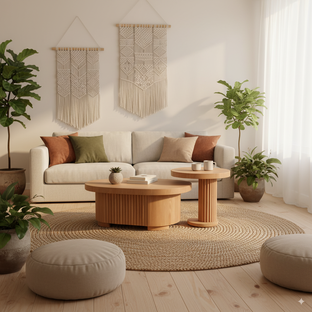Set de Mesa de Centro Moderna con Detalles en Roble | Modelo Magdalena