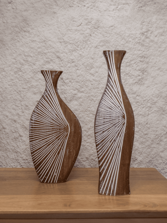Set x2 de Jarrones Artesanales l Decoración en Madera