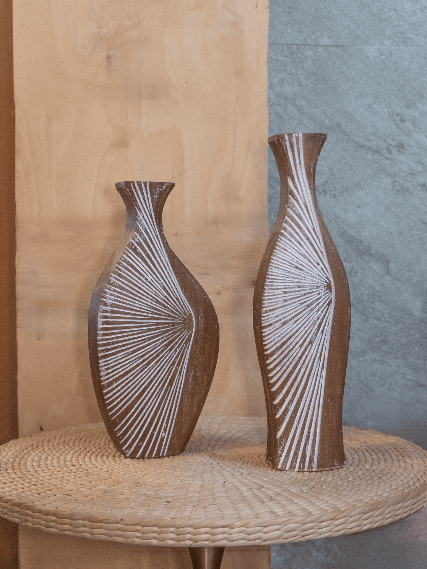 Set x2 de Jarrones Artesanales l Decoración en Madera