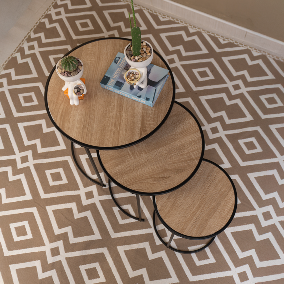 Set Triada – Mesas Nido Modernas en Madera y Metal