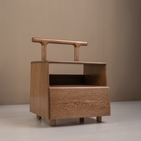 Nochero Moderno Jardín en Madera Natural | Mesa auxiliar en madera