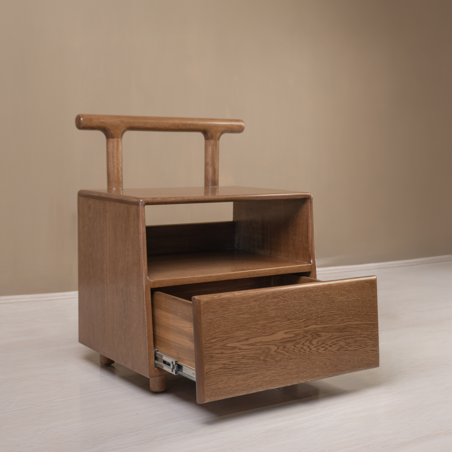 Nochero Moderno Jardín en Madera Natural | Mesa auxiliar en madera
