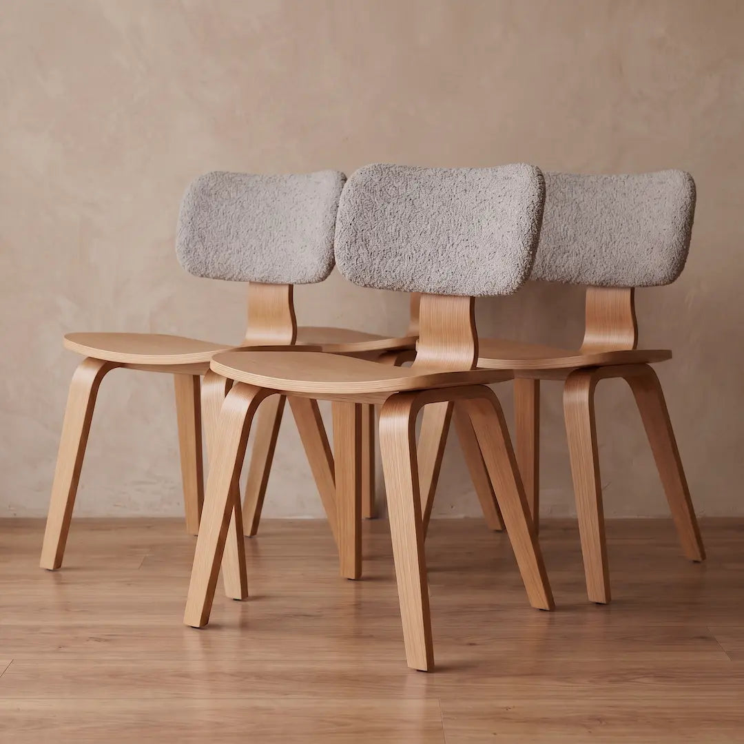 Set x4 Silla de Comedor en Triplex con Espaldar Tapizado | Modelo Arca