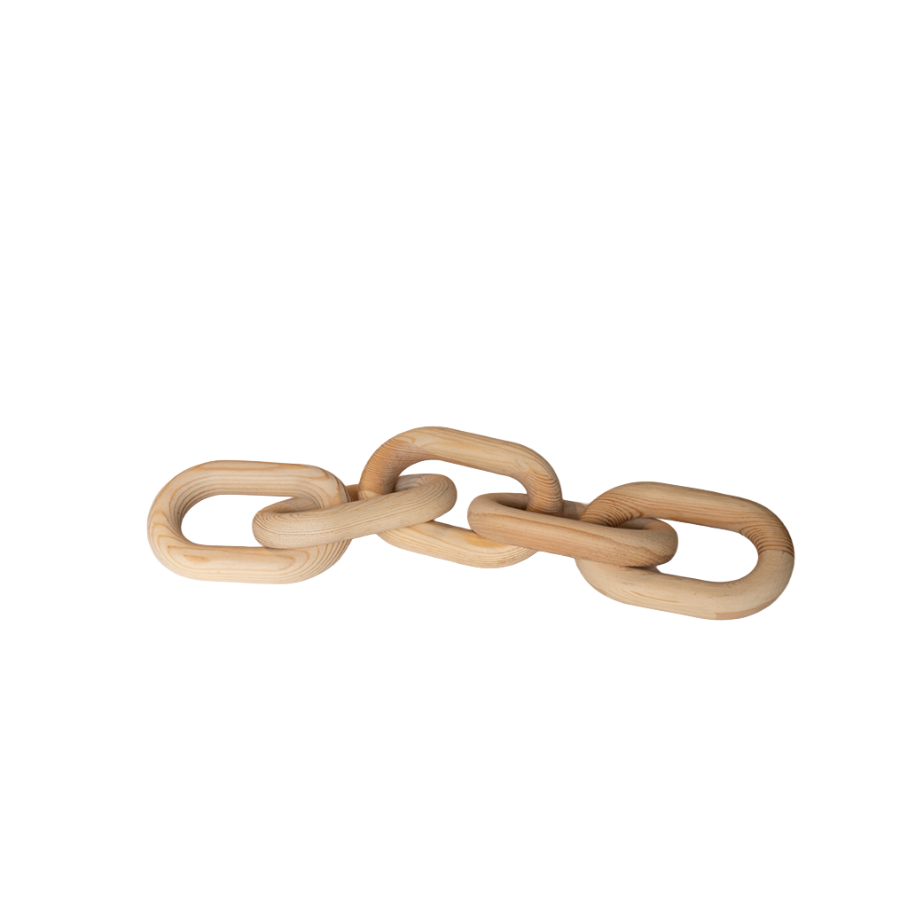 Cadena decorativa en madera natural | Eslabones tallados a mano