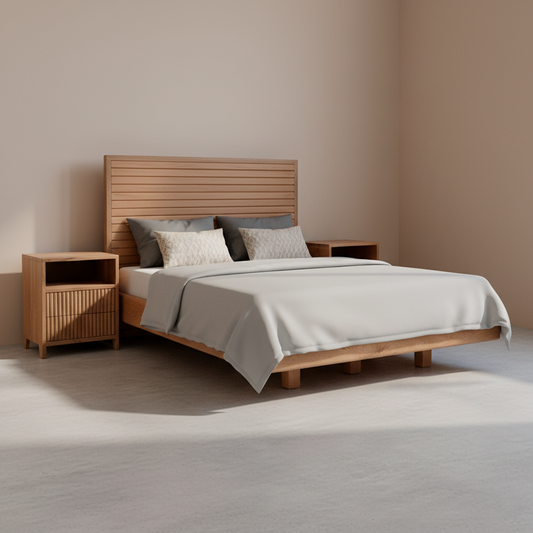 Cama Bahía con Nocheros en Madera Natural | Diseño Moderno y Funcional