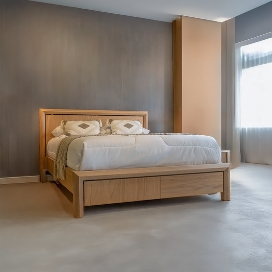 Cama Andina en Madera Natural – Diseño Artesanal de Estilo Rústico Moderno