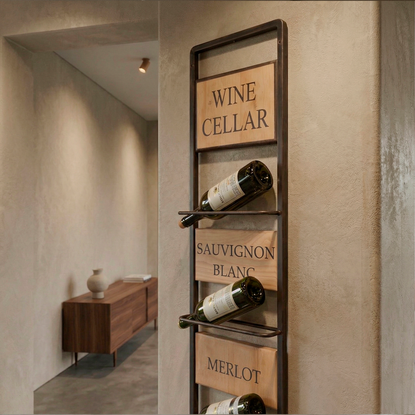 Cava de Vinos x6 | Portabotellas en madera y metal estilo industrial