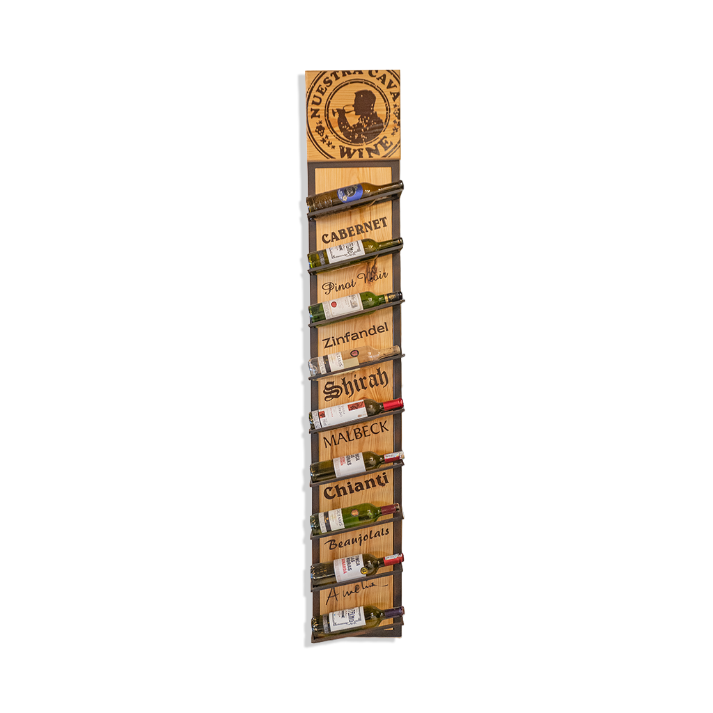 Cava de Vinos en Madera x9 Botellas – Soporte Decorativo para Botellas de Vino Artesanal