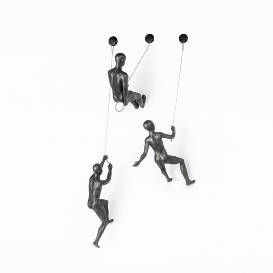 Set X3 Escaladores Decoración Pared | Escultura de Hombres en Resina