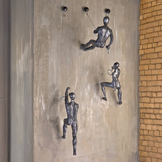 Set X3 Escaladores Decoración Pared | Escultura de Hombres en Resina