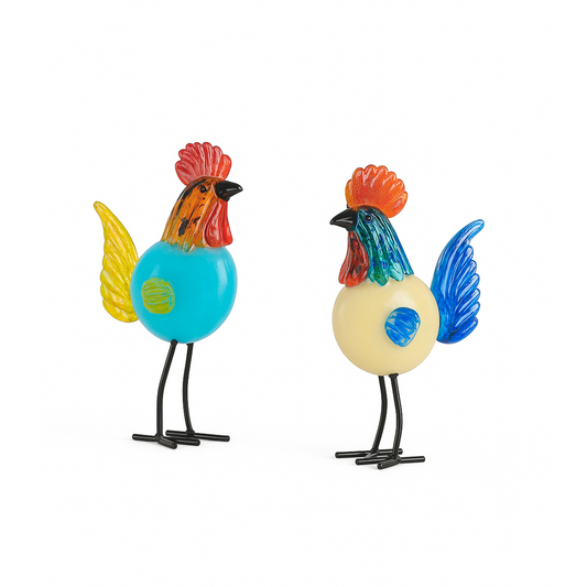 Gallos Decorativos Artesanales en Resina | Figuras Modernas de Colores