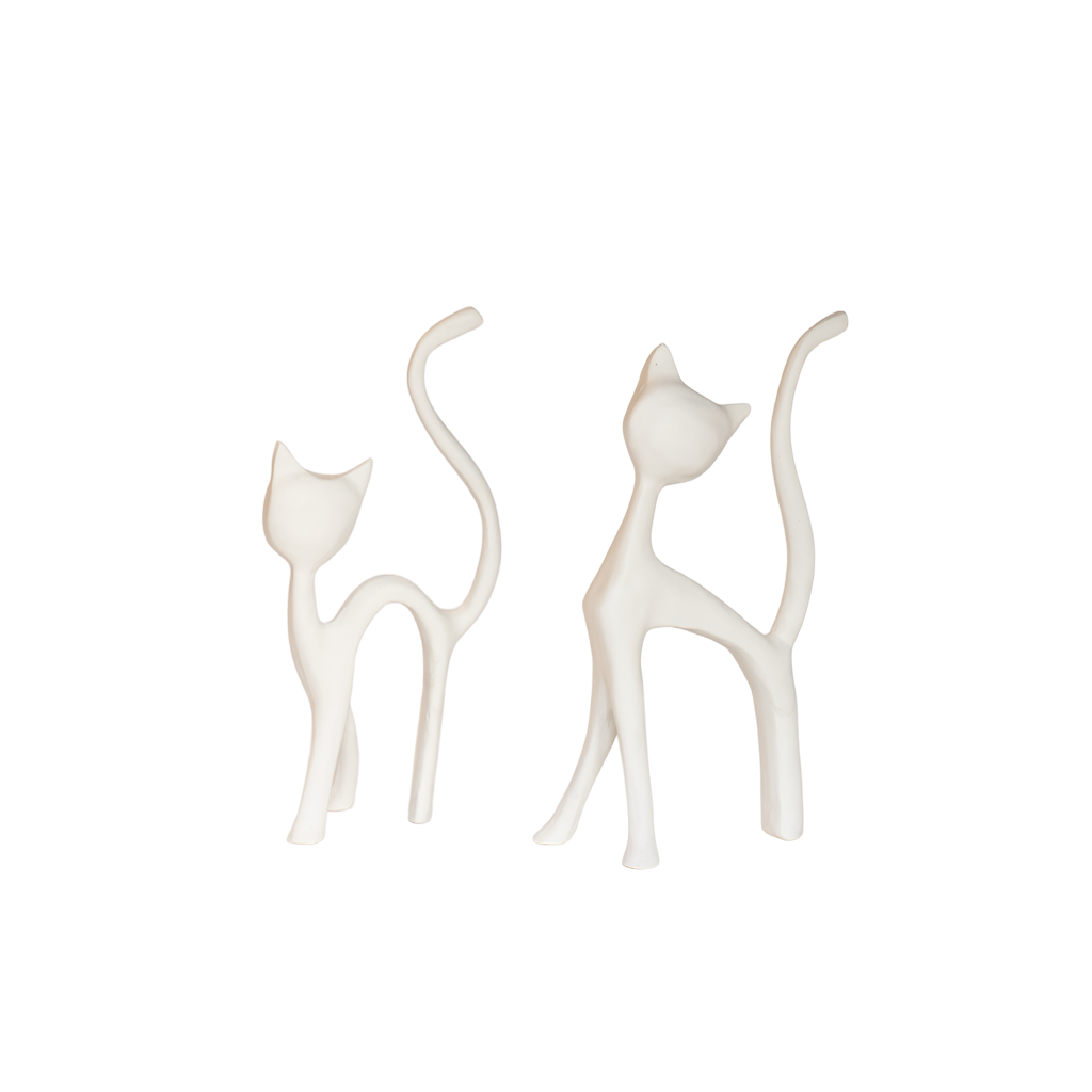 Set de Gatos Abstractos | Figuras decorativas en cerámica blanca