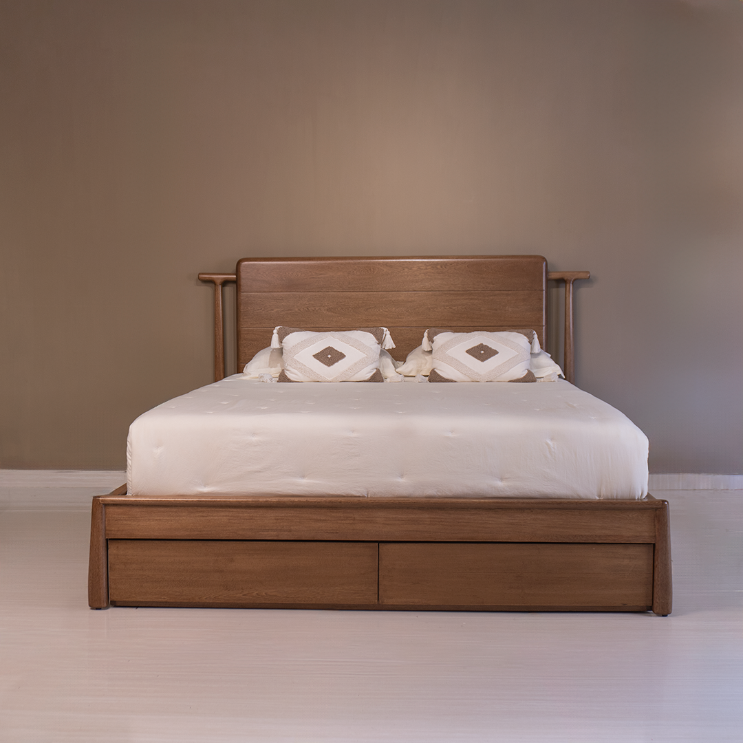 Cama Jardín, detalle de la estructura en roble