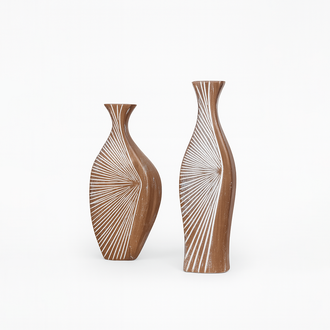 Set x2 de Jarrones Artesanales l Decoración en Madera