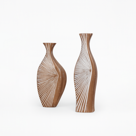 Set x2 de Jarrones Artesanales l Decoración en Madera