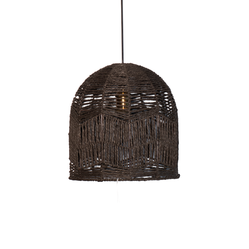 Lámpara Tejida Café | Iluminación artesanal en fibra