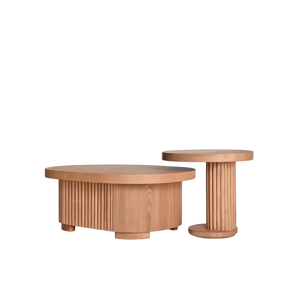 Set de Mesa de Centro Moderna con Detalles en Roble | Modelo Magdalena