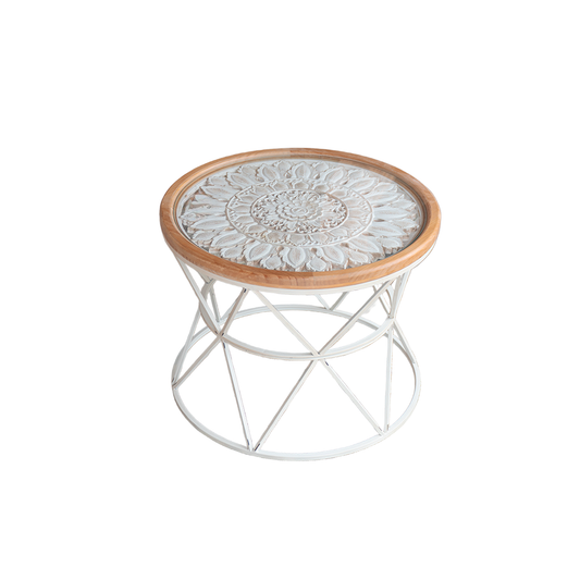 Mesa Mandala – Diseño Artesanal con Base Metálica