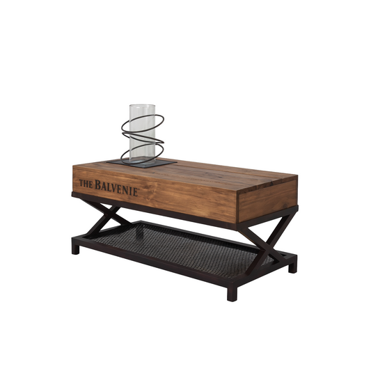 Mesa de Centro Industrial con Chimenea de Etanol | Mesa Caliza