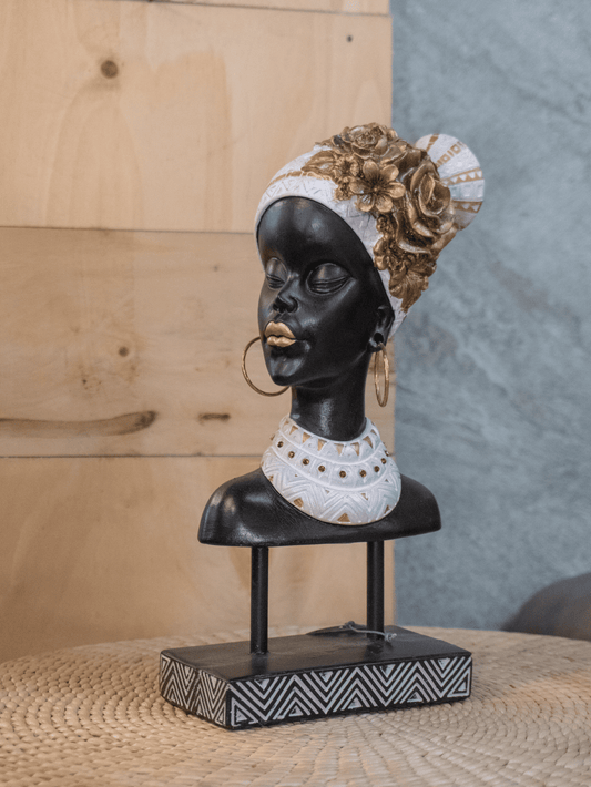 Escultura Decorativa Busto Mujer Africana - Elegancia y Cultura