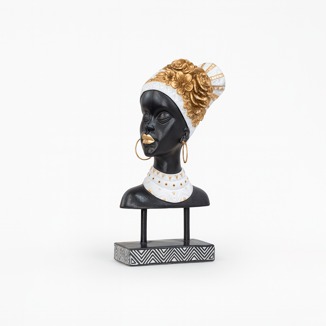 Escultura Decorativa Busto Mujer Africana - Elegancia y Cultura