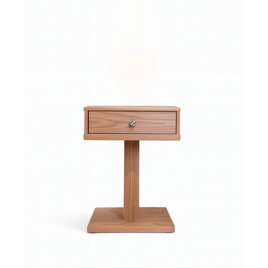Mesa de Noche Andina – Diseño Minimalista en Madera Natural