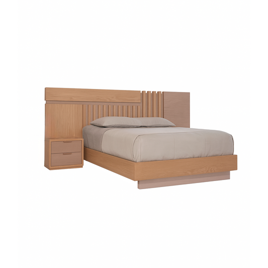 Cama Amero Enchapada | Cama Moderna con Acabados Naturales