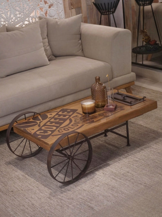 Mesa de Centro con Chimenea Carreta