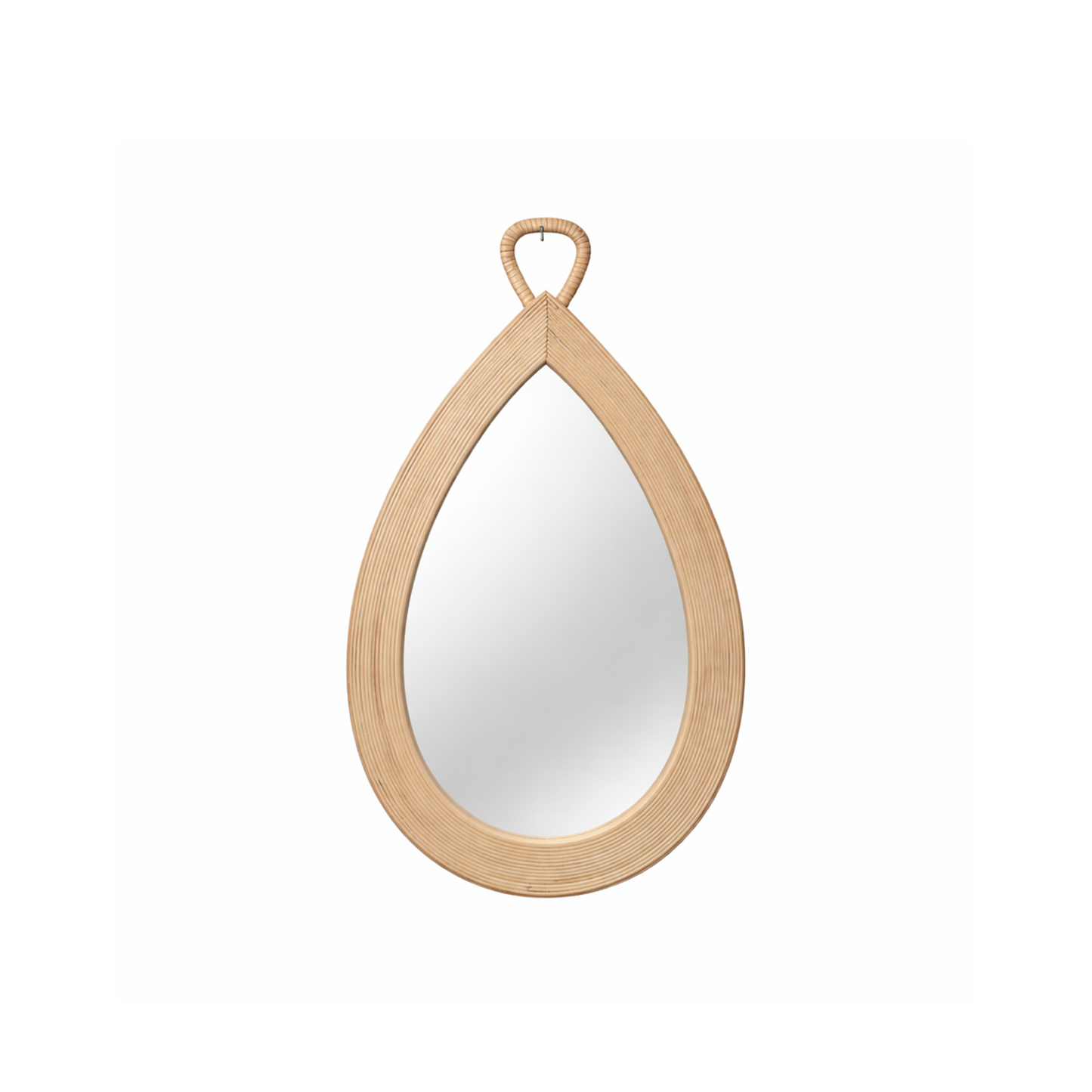 Espejo Gota Boho en Madera Natural – Decoración de Pared