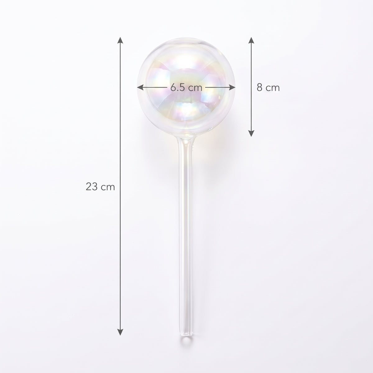 Goteros decorativos esfera en vidrio iridiscente para riego gradual de plantas de interior en maceta