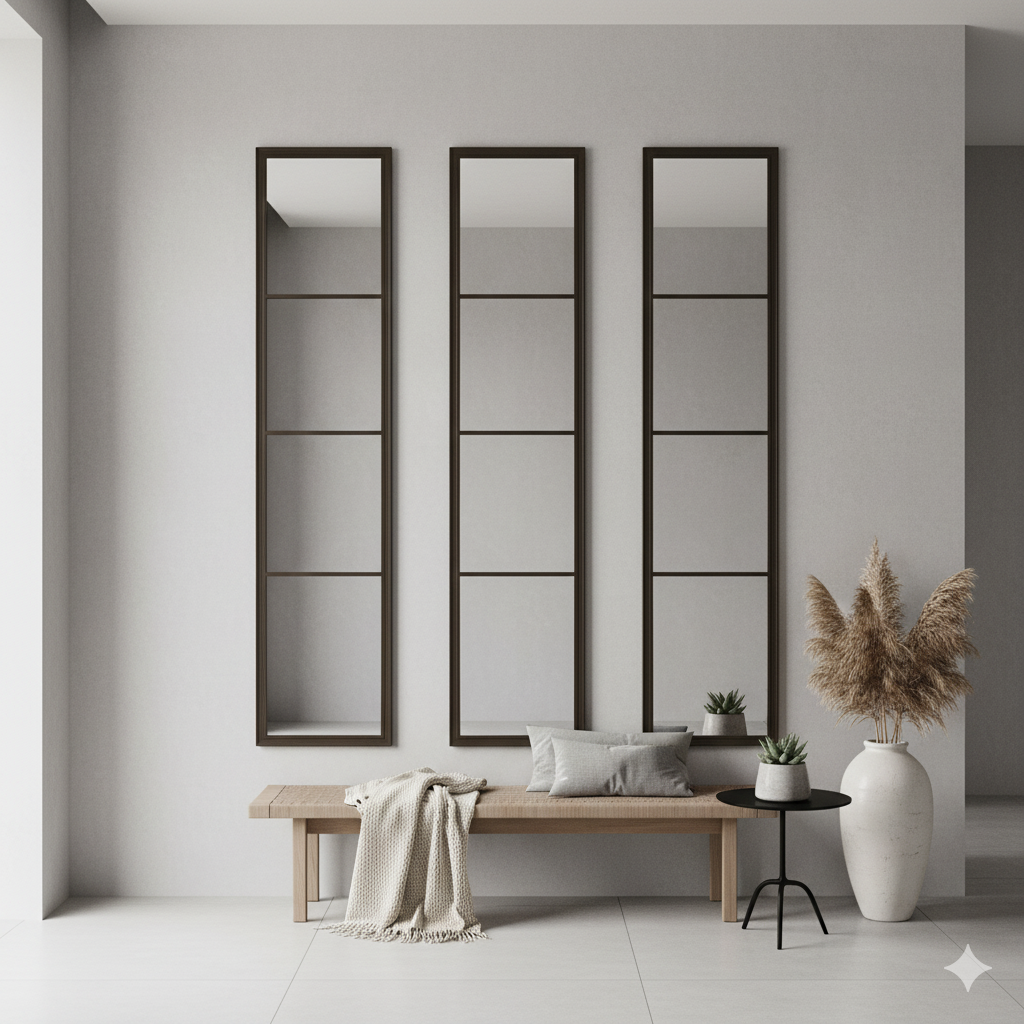 Espejo Ventana de 3 Módulos – Decorativo Vertical en Estilo Industrial Moderno