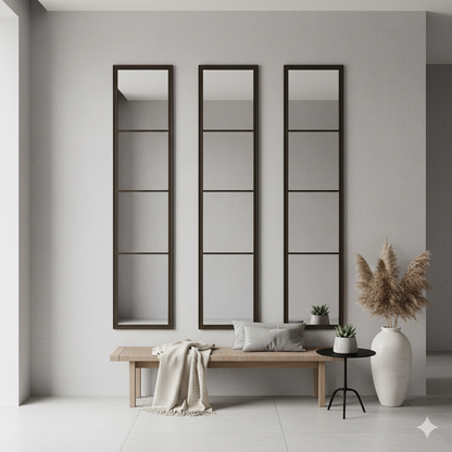 Espejo Ventana de 3 Módulos – Decorativo Vertical en Estilo Industrial Moderno