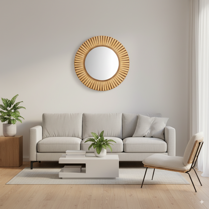 Espejo Amanecer en fibra natural – Diseño artesanal