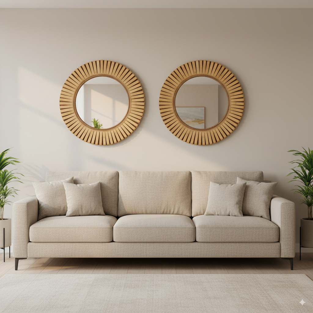 Espejo Amanecer en fibra natural – Diseño artesanal