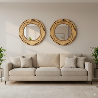 Espejo Amanecer en fibra natural – Diseño artesanal