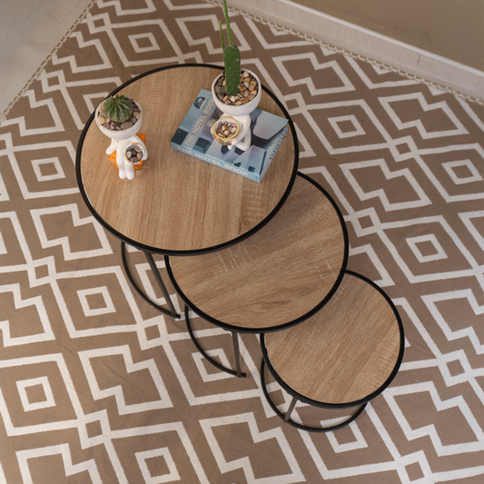 Set de Mesas Nido Modernas en Madera y Metal | Modelo Triada
