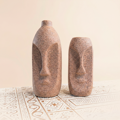 Set de Jarrones Decorativos en Cerámica con Textura de Piedra | Modelo Ancestral