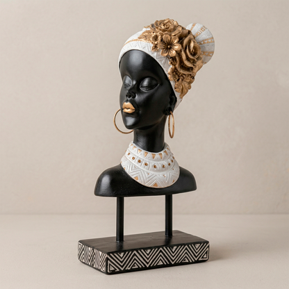 Escultura Decorativa Busto Mujer Africana - Elegancia y Cultura