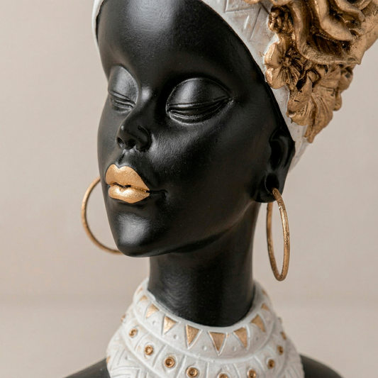 Escultura Decorativa Busto Mujer Africana - Elegancia y Cultura