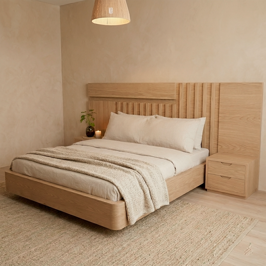 Cama Moderna en Madera con Cabecero de Listones | Modelo Amero