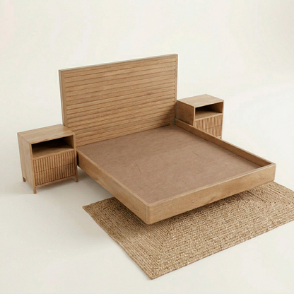 Cama moderna en madera maciza con nocheros | Modelo Bahía